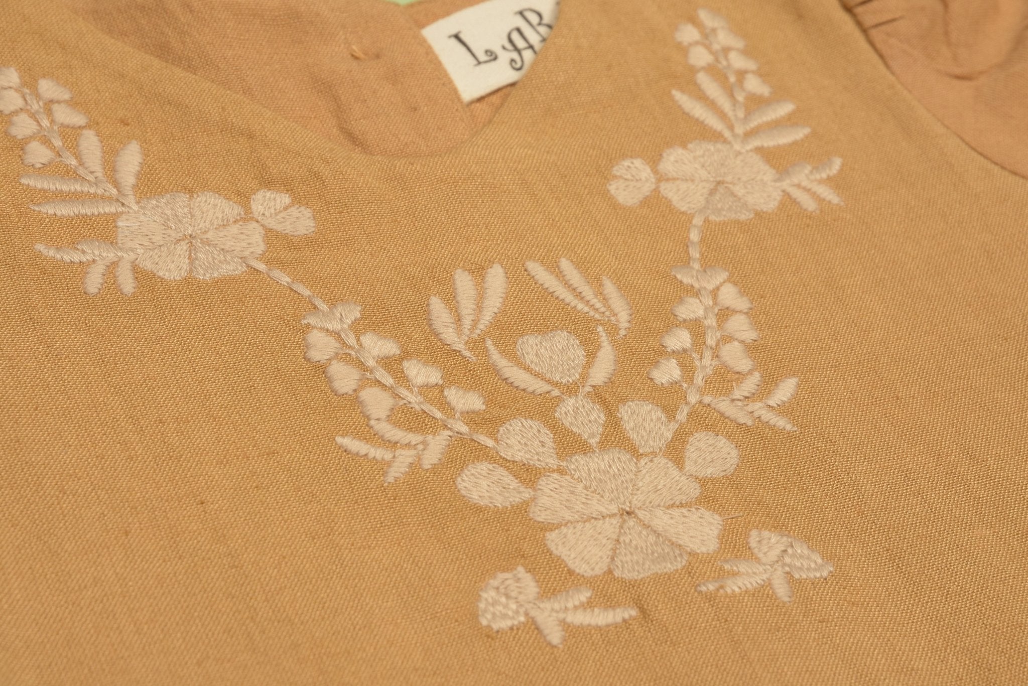 Three Little Tots Embroidered yoke with Puff Sleeves, another angle