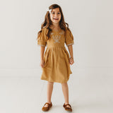 Three Little Tots Embroidered yoke with Puff Sleeves