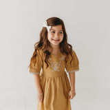 Three Little Tots Embroidered yoke with Puff Sleeves, alternate angle