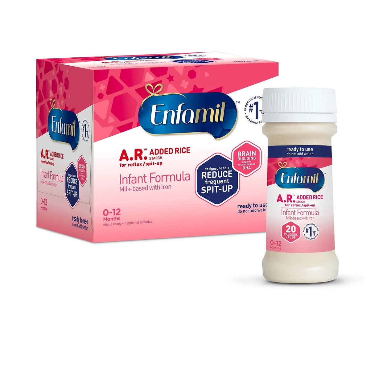 Added Rice Baby Formula Enfamil A.R. Infant Formula with Added Rice, Ready to Use, 2 oz Bottle ...