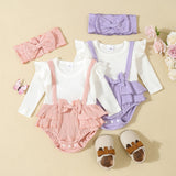 Toddler Flounced Sleeve Shoulder Strap Romper Girls' Spring And Autumn