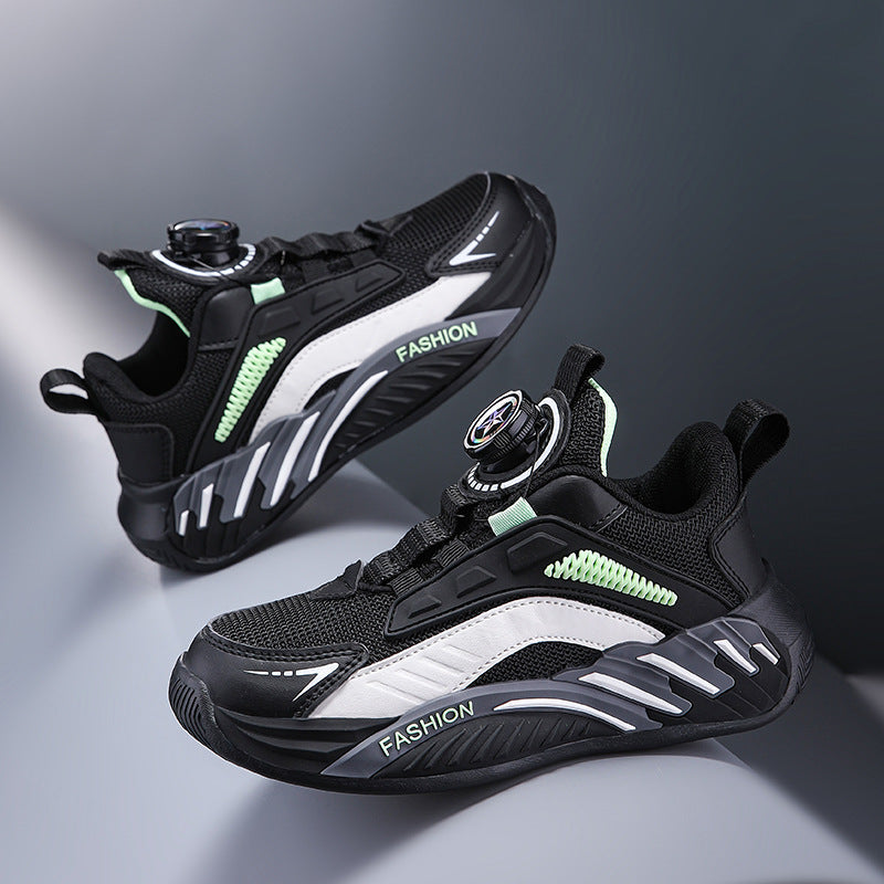 Non-Slip Soft-Soled Running Sneakers With Rotating Buckles For Older And Teenage Kids