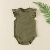 Three Little Tots Newborn Clothes Baby Girl Onesie Jumpsuit Romper, in Army Green