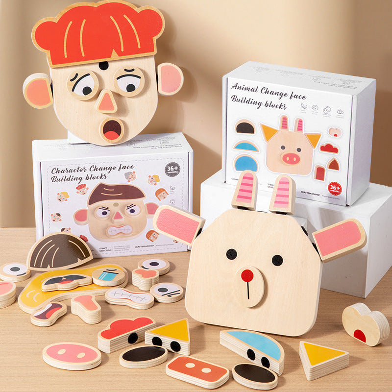 Three Little Tots Face-changing Cube Building Blocks Puzzle Children's Thinking Puzzle Training Toys
