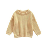 Girls' Solid Color Crew Neck Casual Sweater