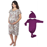 Floral Mommy & Me Matching Labor Gown and Newborn Knotted Baby Gown