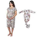 Floral Mommy & Me Matching Labor Gown and Newborn Knotted Baby Gown