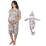 Floral Mommy & Me Matching Labor Gown and Newborn Knotted Baby Gown