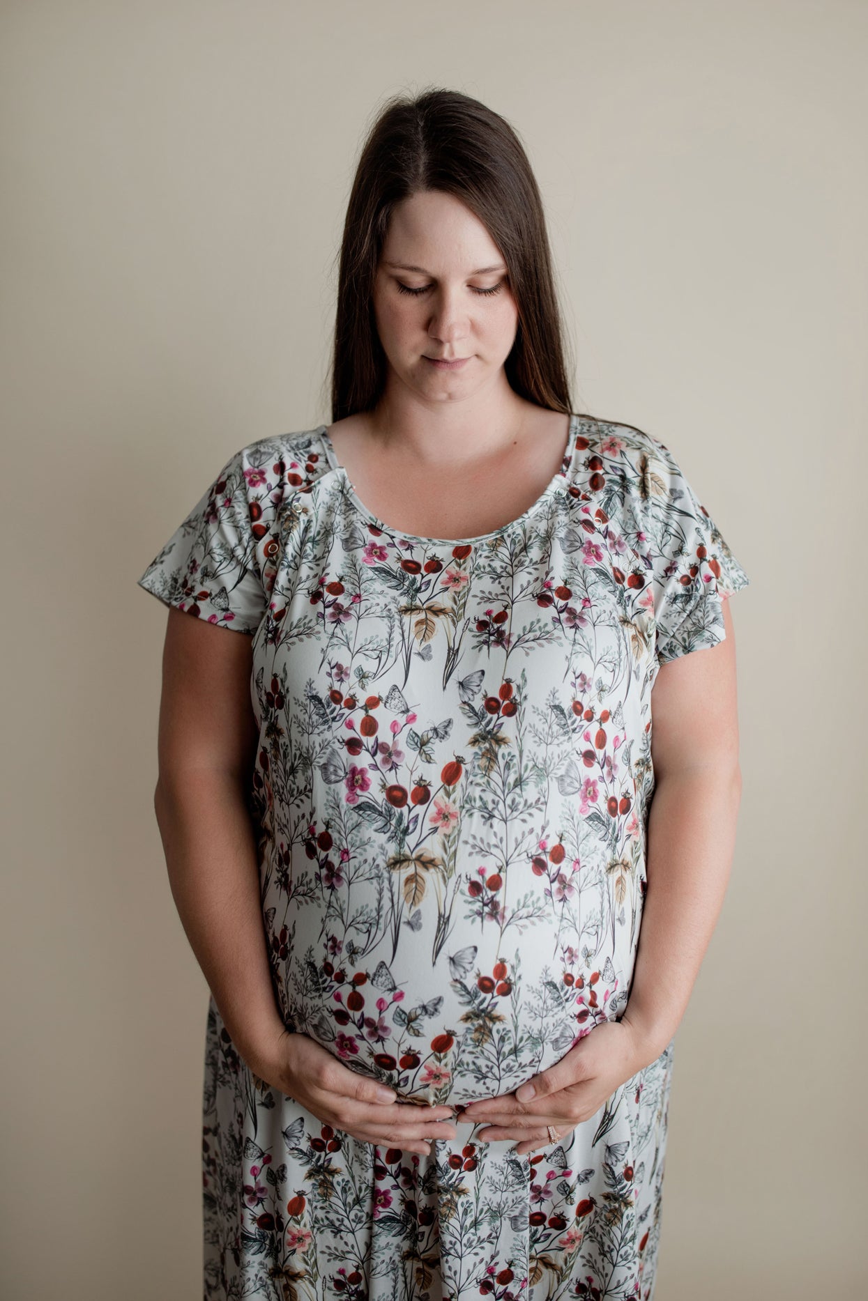 Floral Mommy & Me Matching Labor Gown and Newborn Knotted Baby Gown