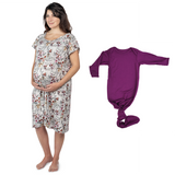 Floral Mommy & Me Matching Labor Gown and Newborn Knotted Baby Gown