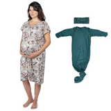 Floral Mommy & Me Matching Labor Gown and Newborn Knotted Baby Gown