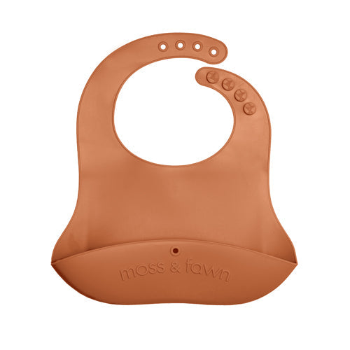 Three Little Tots Gather and Roll Bib, in TERRACOTTA