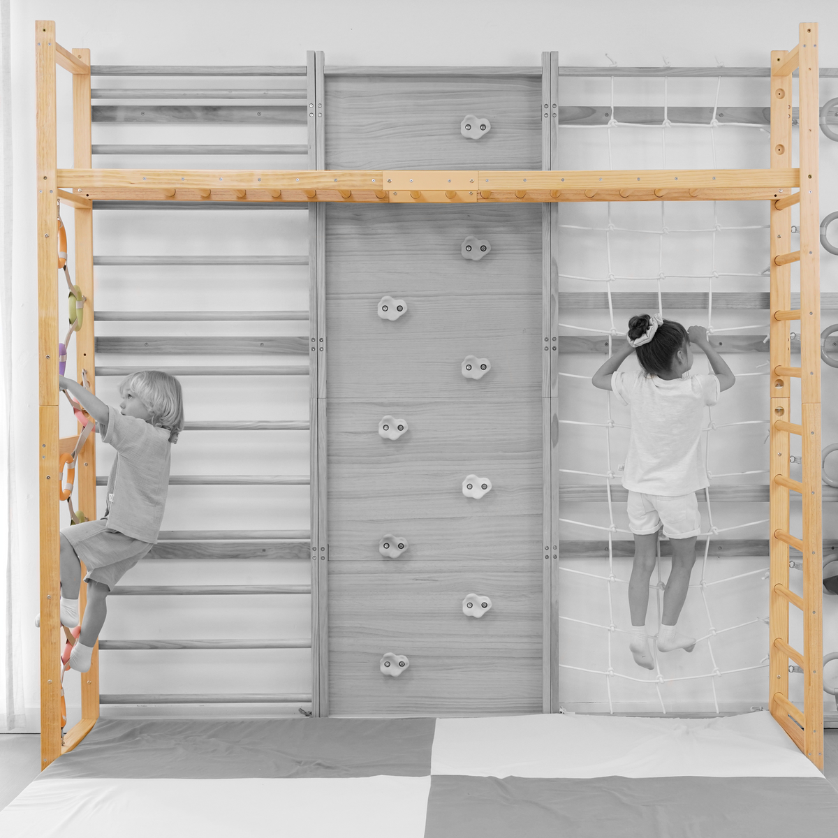 Three Little Tots Monkey Bar Attachment For 95 Inch Walnut Swedish Ladder, additional product photo