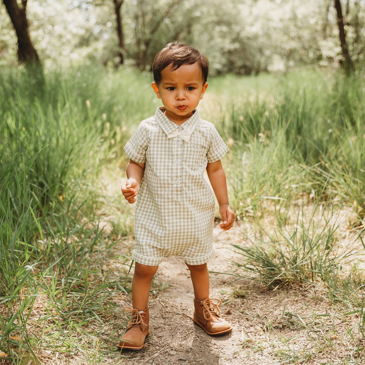 Three Little Tots Green Gingham Boy Bubble