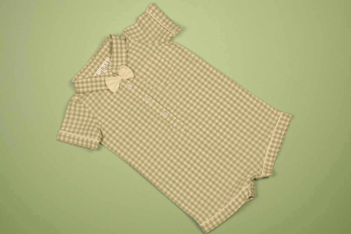 Three Little Tots Green Gingham Boy Bubble, additional product photo