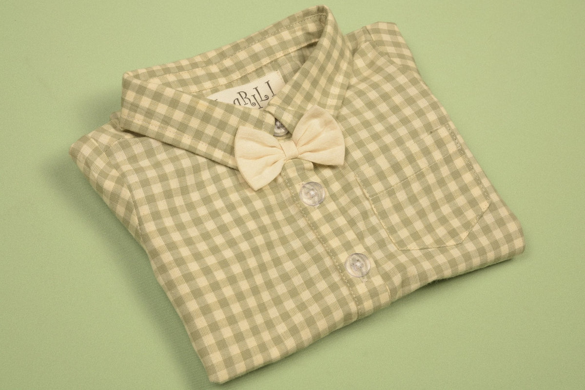 Three Little Tots Green Gingham Boy Bubble, extra product detail