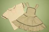 Three Little Tots Green Gingham Pinafore Set Girls' Embroidered Blouse and Dress, additional product photo