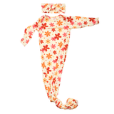 Three Little Tots Flower 70s knotted newborn baby gown is ultra soft and the perfect gift for a newborn baby