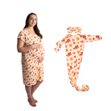 Groovy Floral Mommy & Me Matching Labor Gown and Newborn Knotted Baby Gown