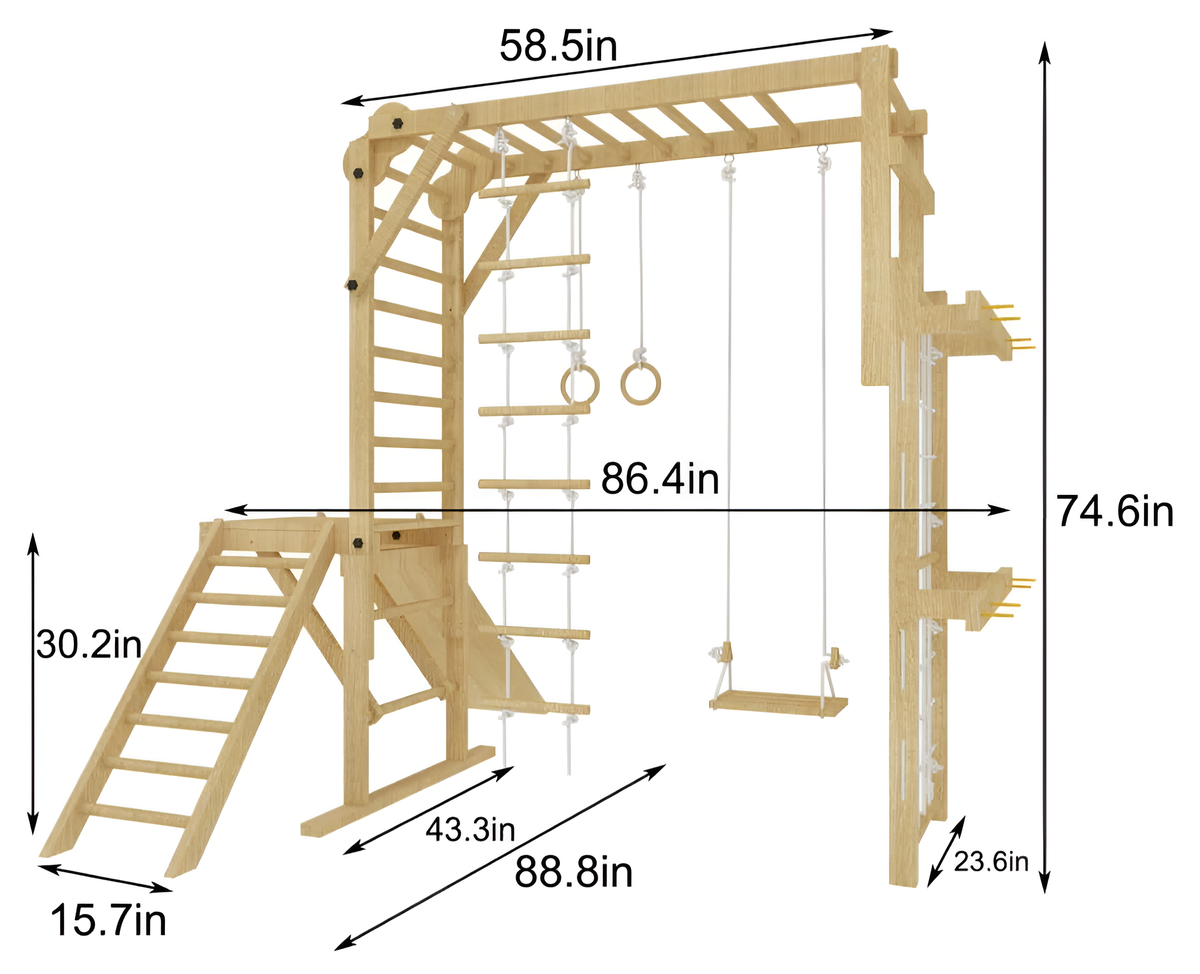 Three Little Tots Grove Foldable Jungle Gym - Wall Mounted - Color Bars, fourth additional photo