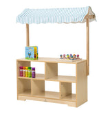 Three Little Tots Holly Wooden Market Stand Kids' Pretend Play Shop and Display Shelf, alternate angle