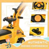 HOMCOM Ride On Excavator Pull Cart, Kids Digger Ride on Truck with Horn
