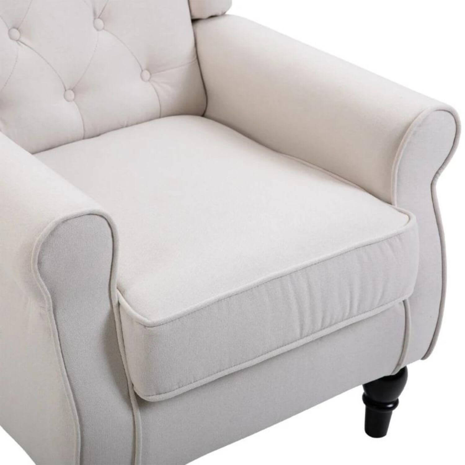 HomCom Button-Tufted Wingback Nursery Chair, Cream White