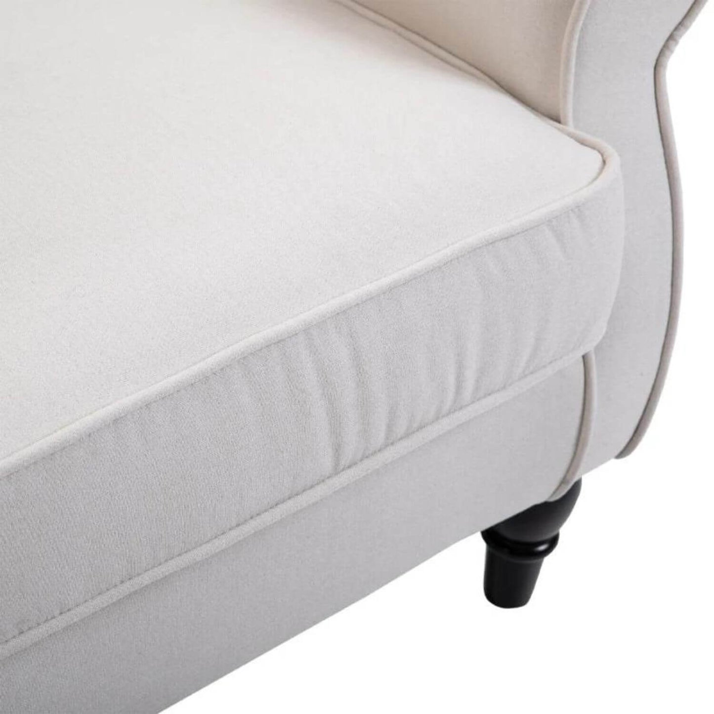 HomCom Button-Tufted Wingback Nursery Chair, Cream White