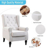 HomCom Button-Tufted Wingback Nursery Chair, Cream White