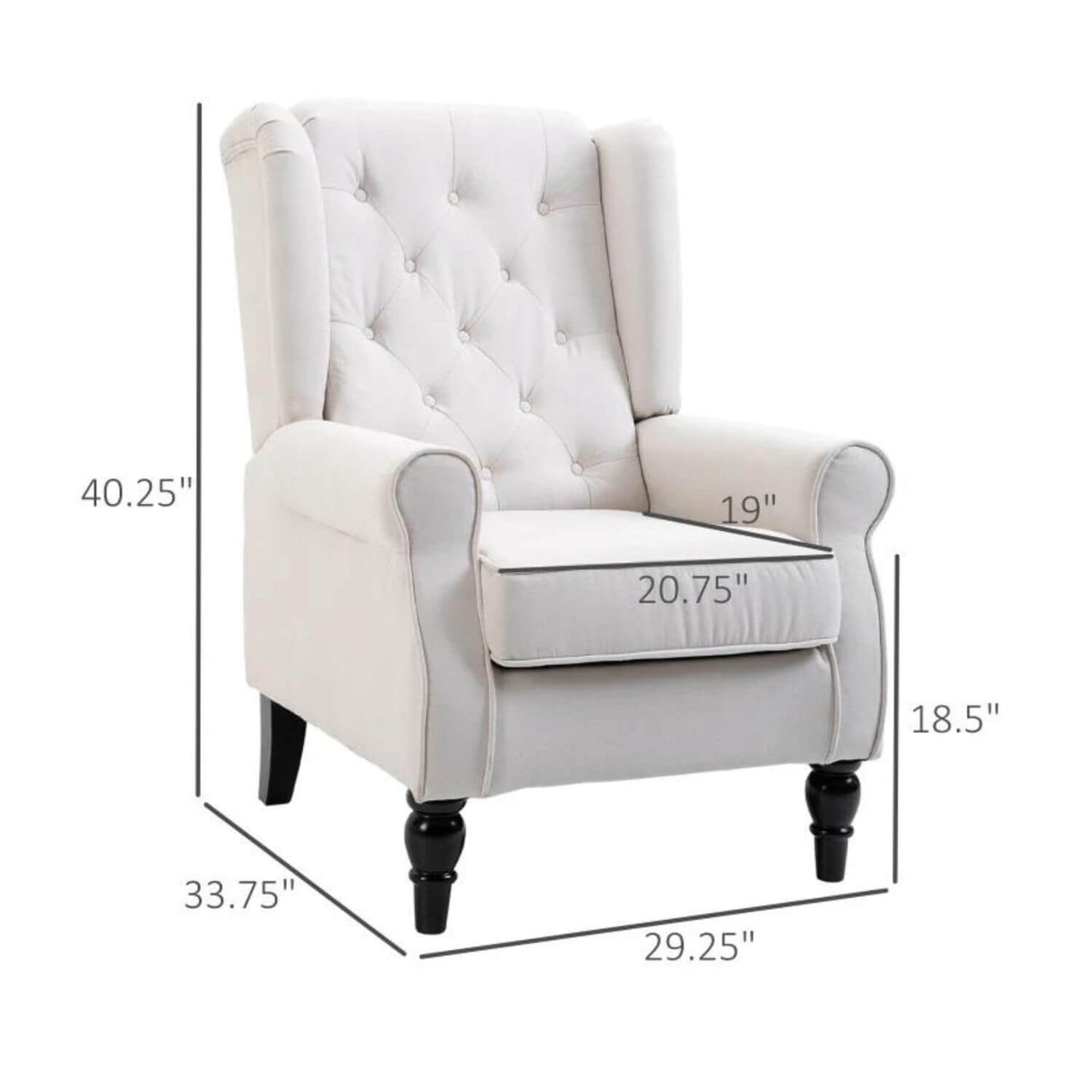 HomCom Button-Tufted Wingback Nursery Chair, Cream White