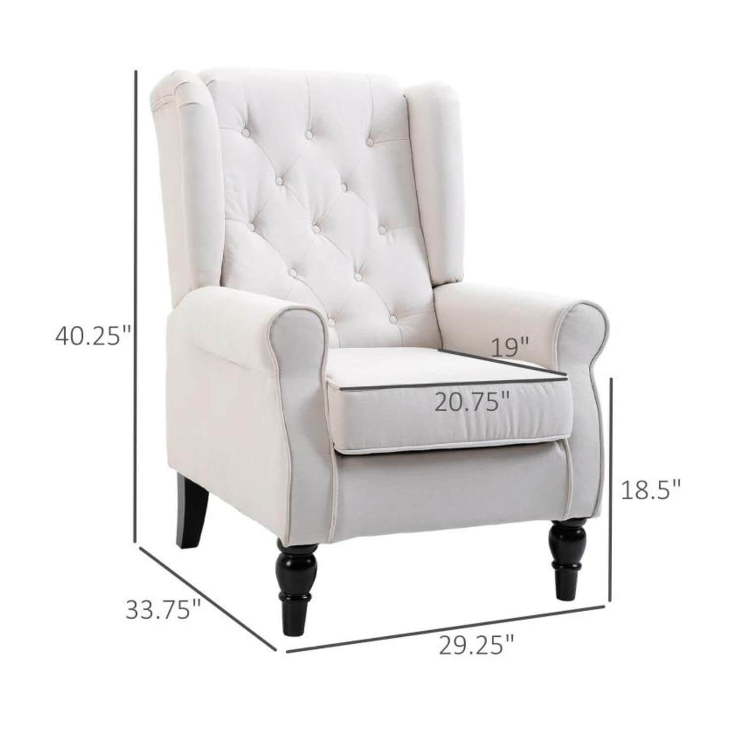 HomCom Button-Tufted Wingback Nursery Chair, Cream White