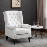 HomCom Button-Tufted Wingback Nursery Chair, Cream White