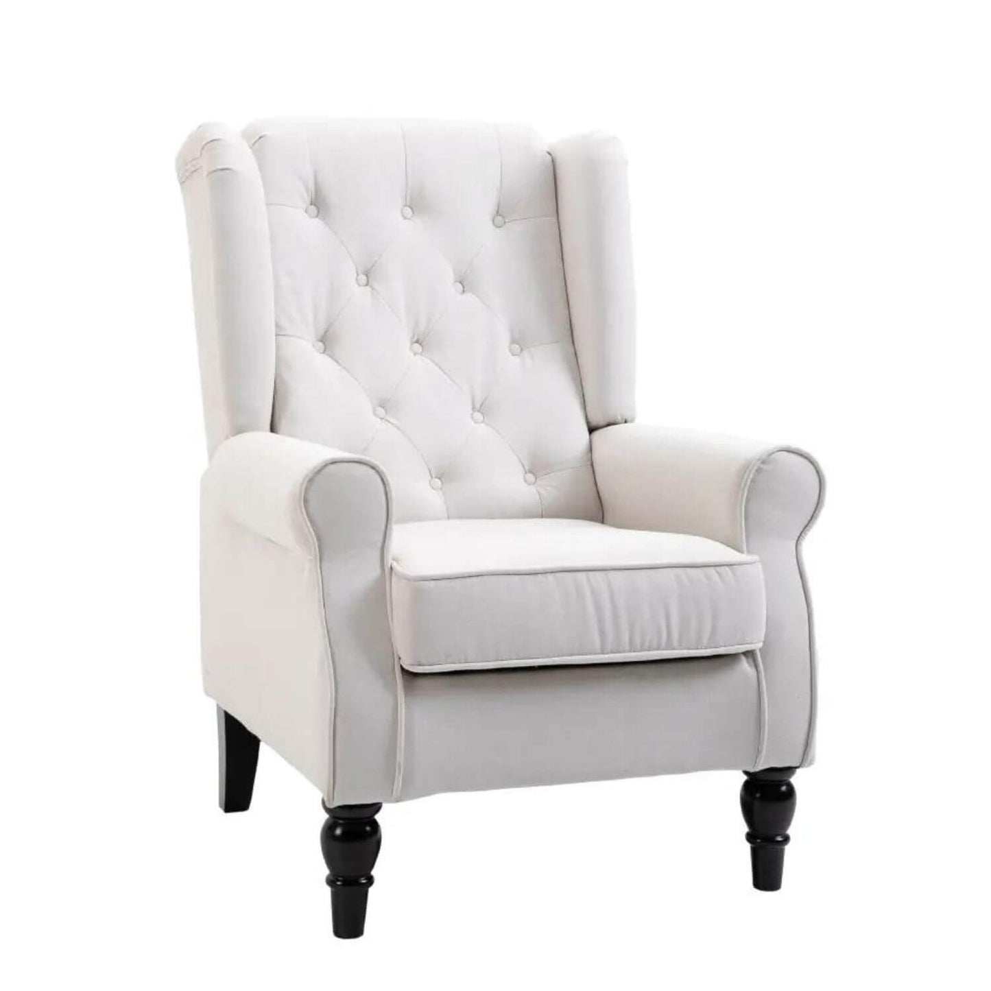 HomCom Button-Tufted Wingback Nursery Chair, Cream White