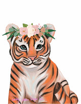 Clemson Tiger Flower Crown Nursery and Playroom Art Print