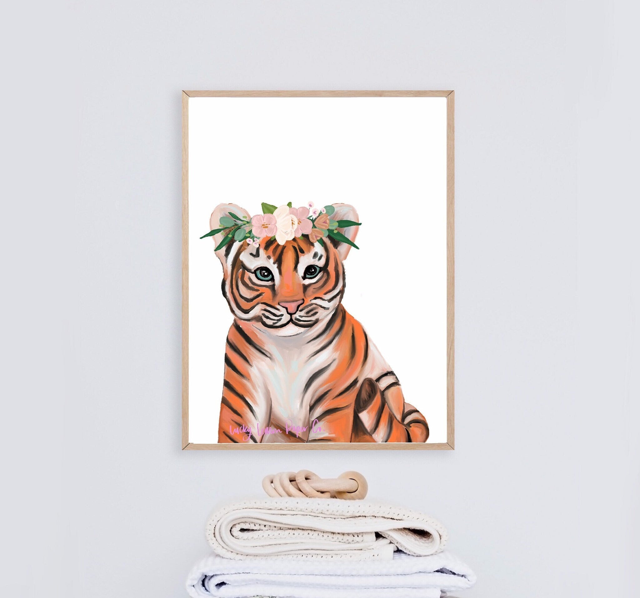 Clemson Tiger Flower Crown Nursery and Playroom Art Print