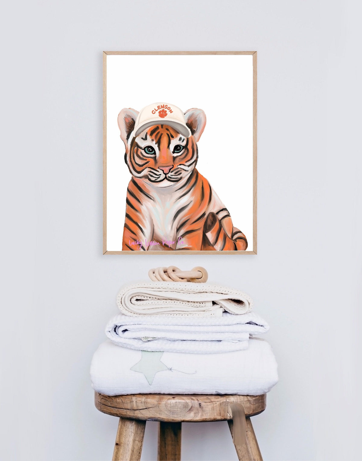 Three Little Tots Clemson Nursery or Playroom Art - With Hat