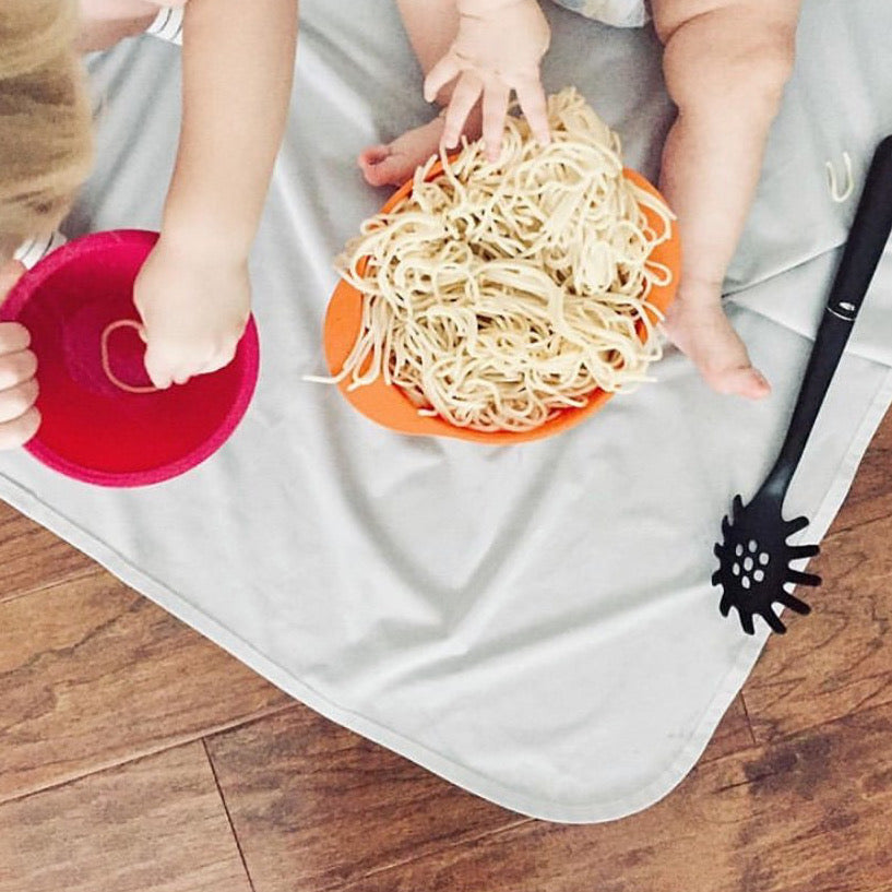 Solid Light Gray Minimalist Splash Mat - A Waterproof Catch-All for Highchair Spills and More!