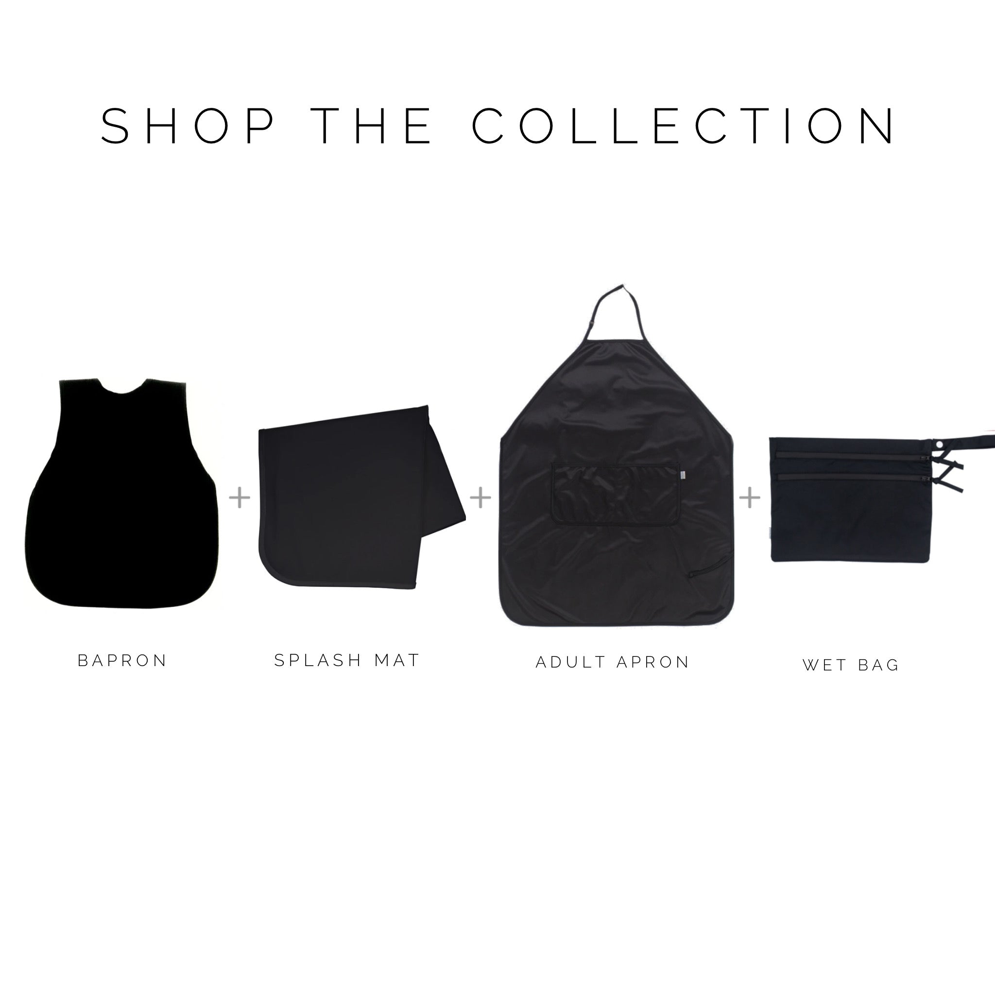 Solid Black Minimalist Apron - fits sizes youth small through adult 2XL