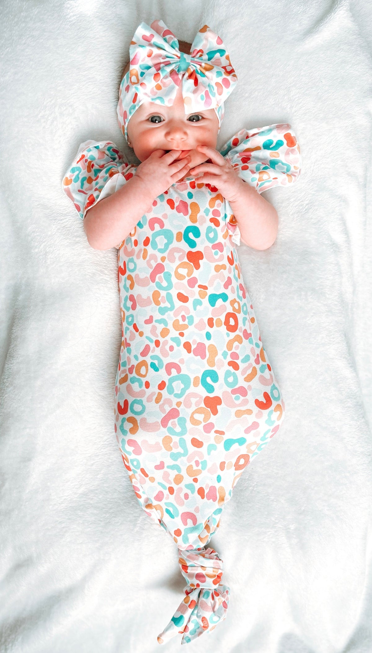 Summer leopard flutter gown and headband set