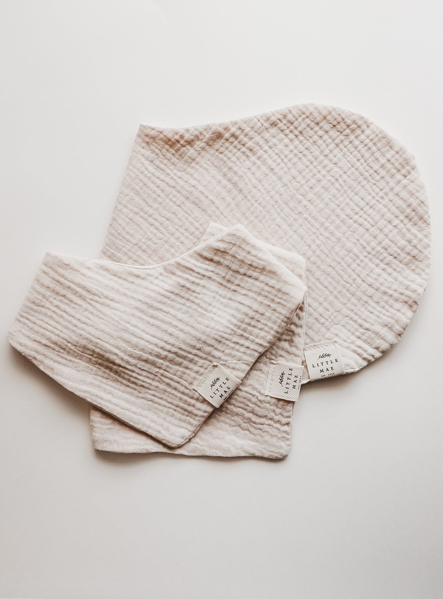 Oat Beige Neutral Baby Bandana Bib Snap Closure