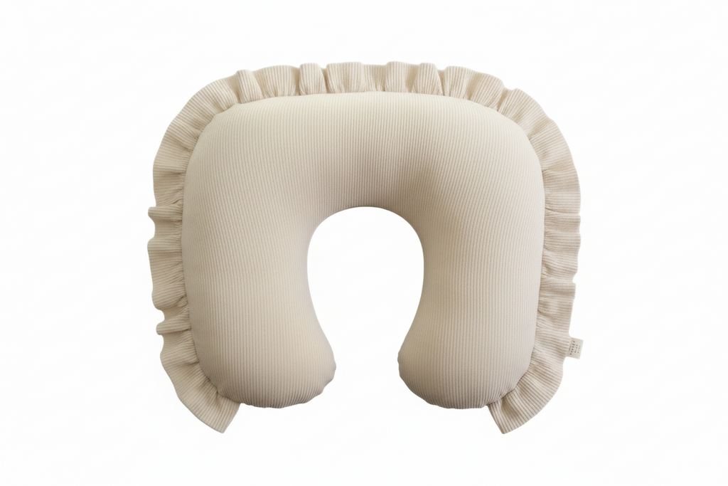 Oat Ribbed Ruffle Nursing Pillow Cover