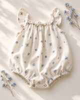 Ivy Flutter Sleeve Bubble Romper - Blue Patina