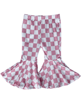 Keely Exaggerated Bell Bottoms - Pink Check