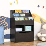 HOMCOM Kids Bookcase Multi-Shelf Book Rack with Mobile Drawer, Brown
