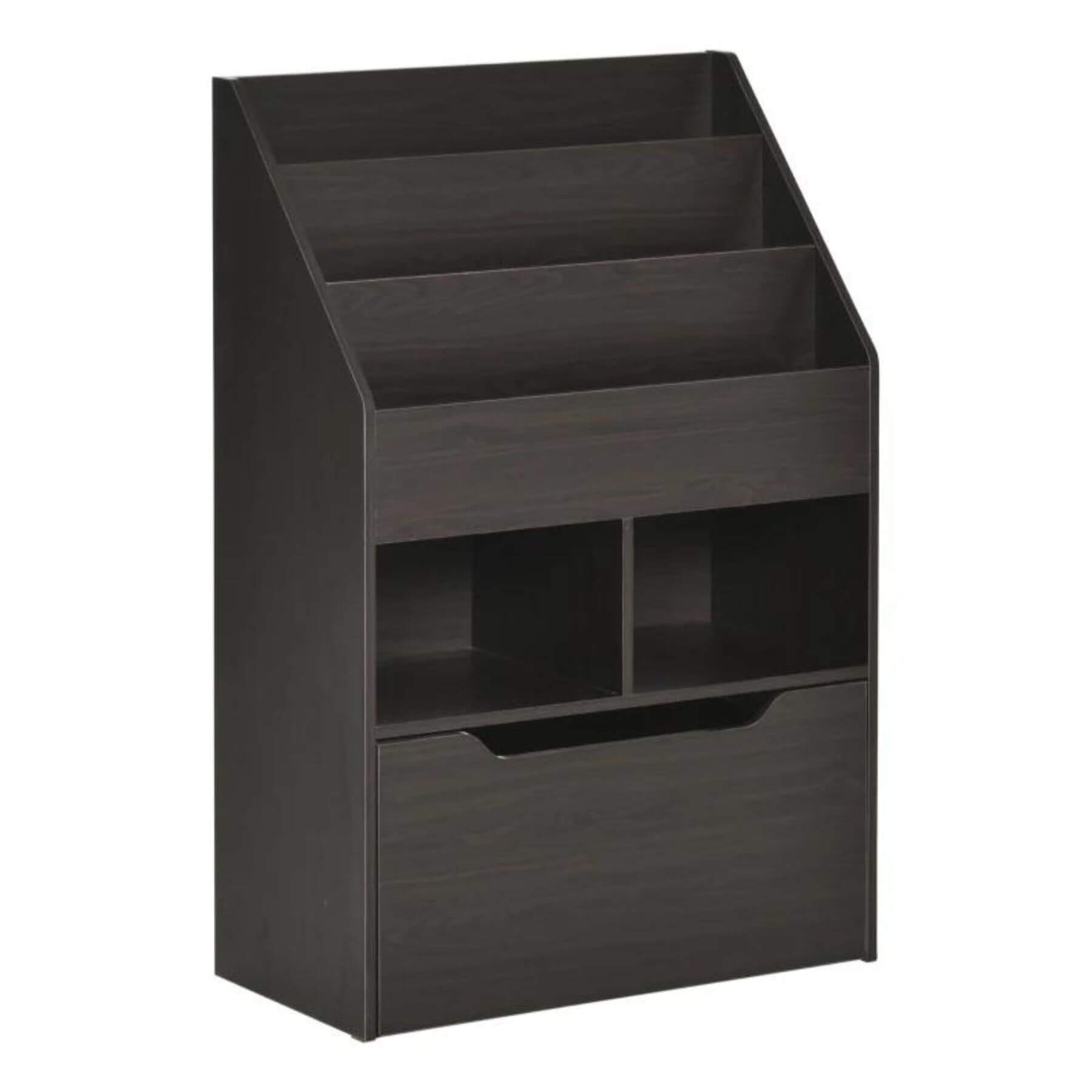 HOMCOM Kids Bookcase Multi-Shelf Book Rack with Mobile Drawer, Brown