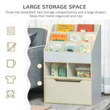 HOMCOM Kids Bookcase Multi-Shelf Book Rack with Mobile Drawer, Gray
