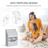 HOMCOM Kids Bookcase Multi-Shelf Book Rack with Mobile Drawer, Gray