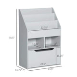 HOMCOM Kids Bookcase Multi-Shelf Book Rack with Mobile Drawer, Gray
