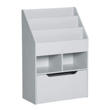 HOMCOM Kids Bookcase Multi-Shelf Book Rack with Mobile Drawer, Gray