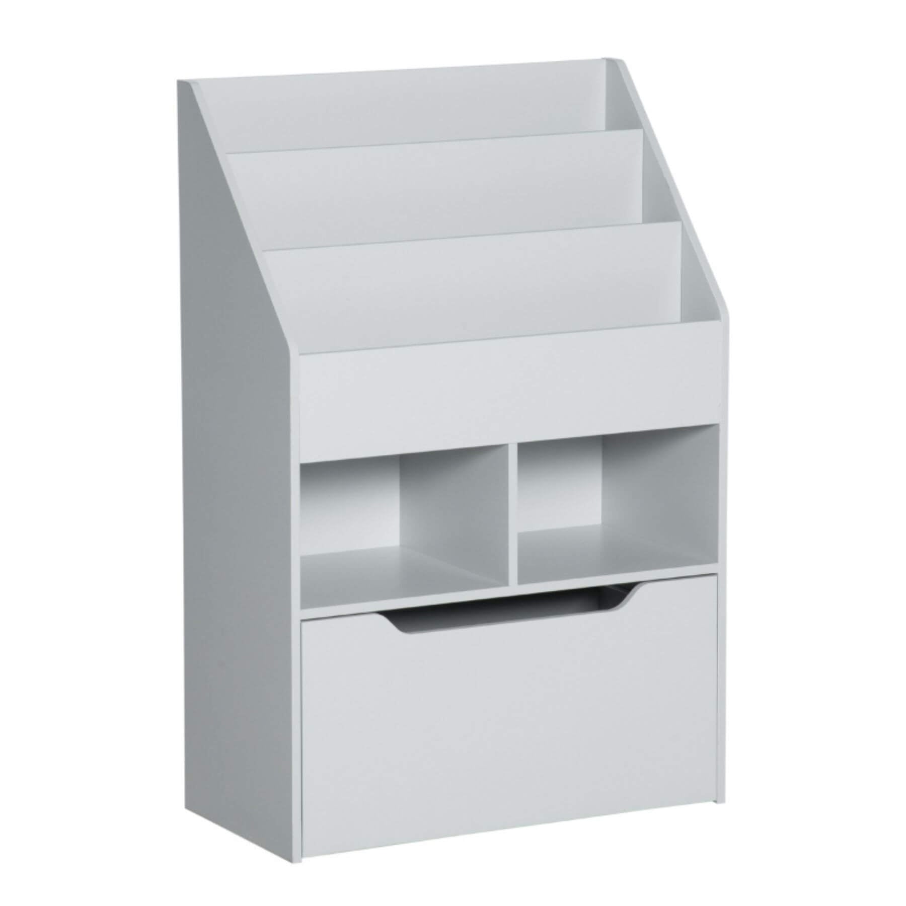 HOMCOM Kids Bookcase Multi-Shelf Book Rack with Mobile Drawer, Gray